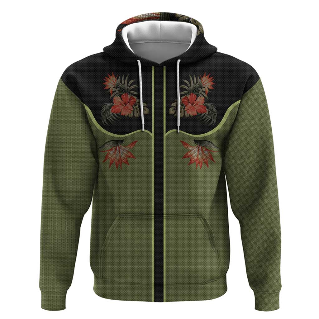 Western Yoke Hoodie Tropical Hibiscus Cowboy Style DT05