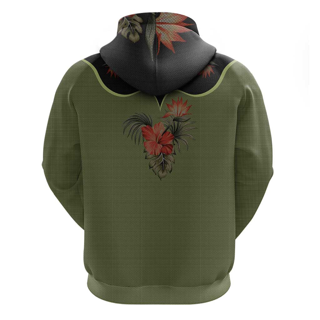 Western Yoke Hoodie Tropical Hibiscus Cowboy Style DT05