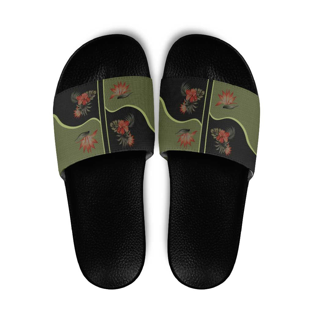Western Yoke Slide Sandals Tropical Hibiscus Cowboy Style DT05