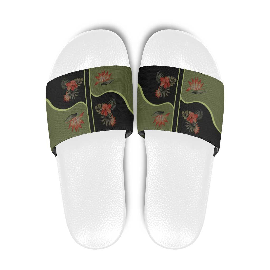 Western Yoke Slide Sandals Tropical Hibiscus Cowboy Style DT05