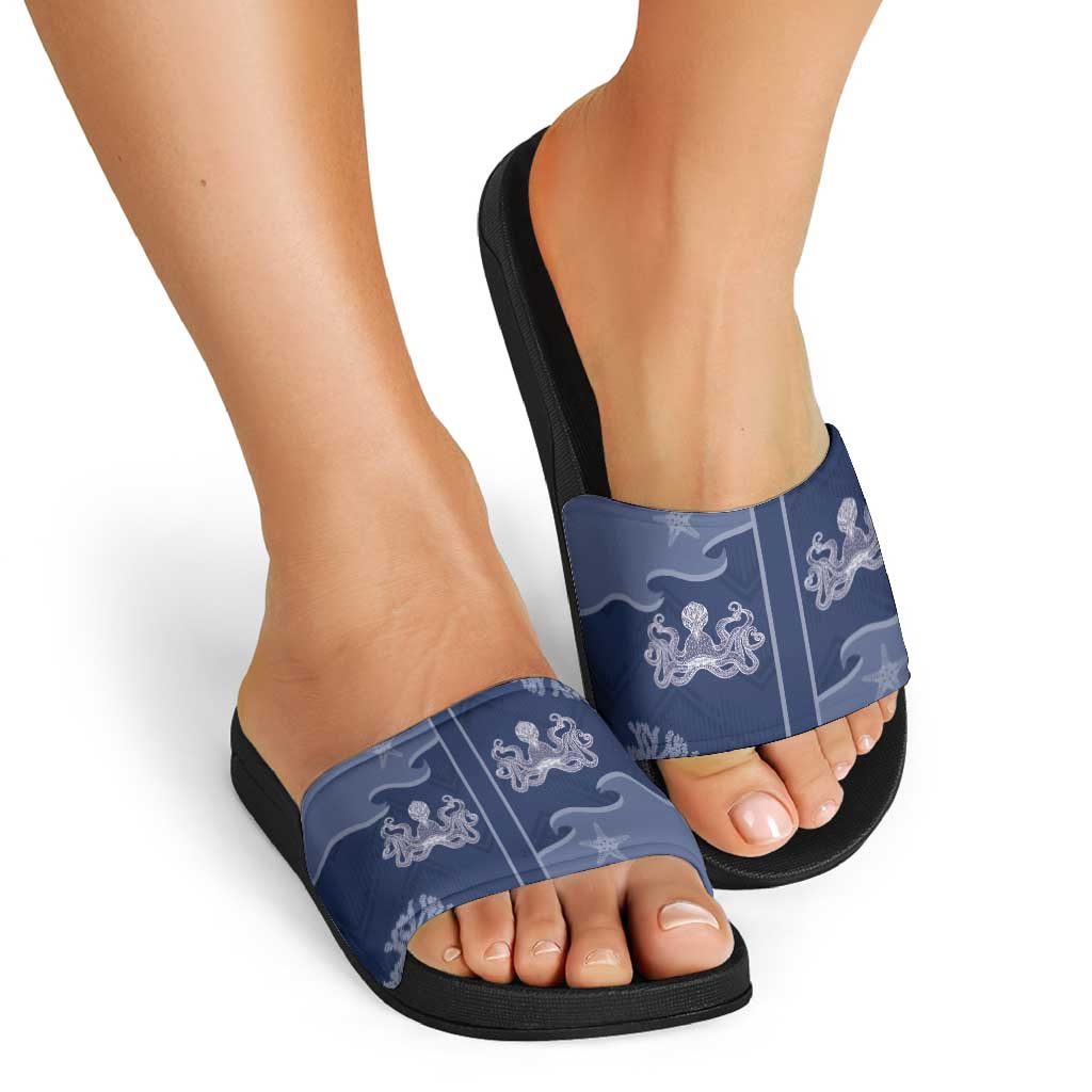 Western Yoke Slide Sandals Octopus And Coral Cowboy Style DT05