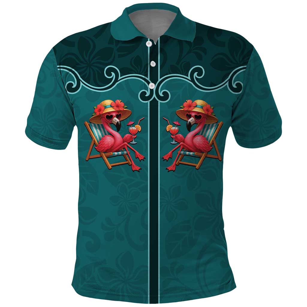 Western Yoke Polo Shirt Flamingo Relax Cowboy Style DT05