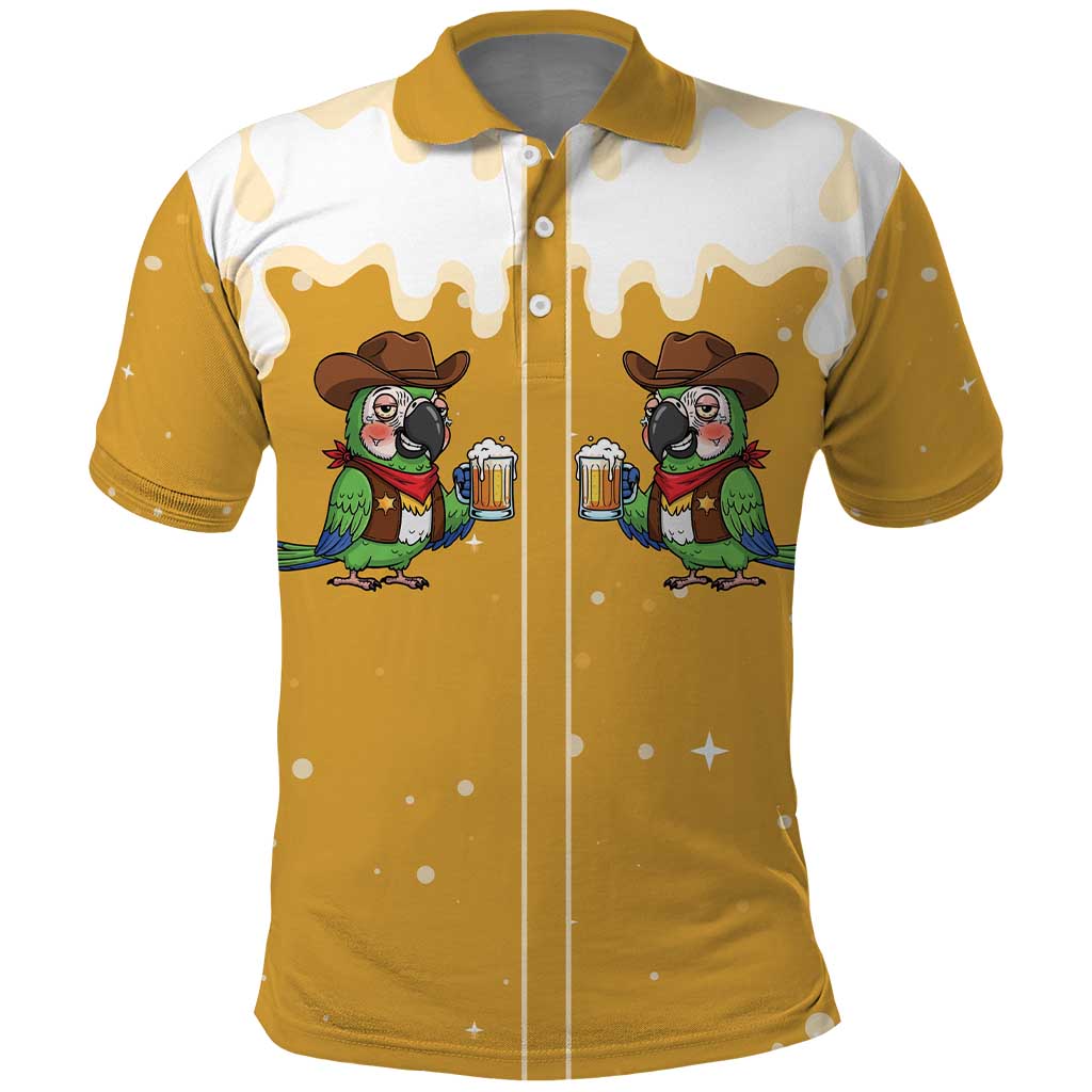 Western Yoke Polo Shirt Drunk Parrot Cowboy Style DT05