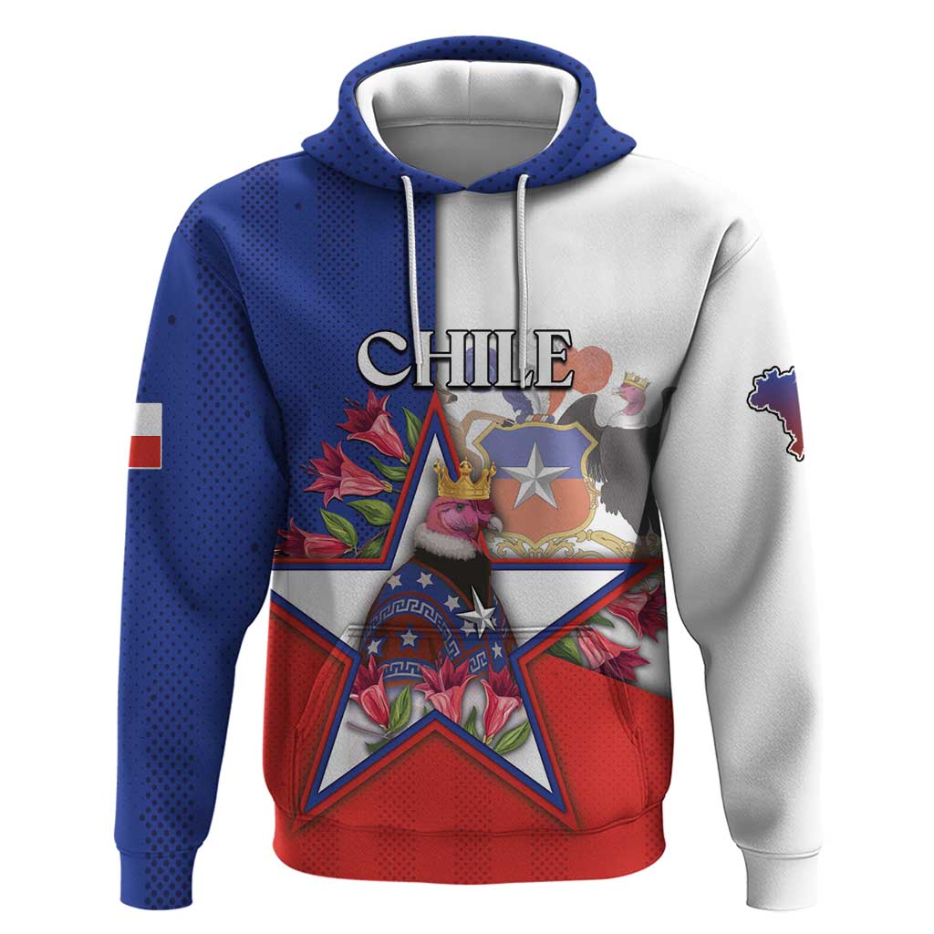 Personalized Chile Hoodie Andean Condor With Chilean Bellflower DT05