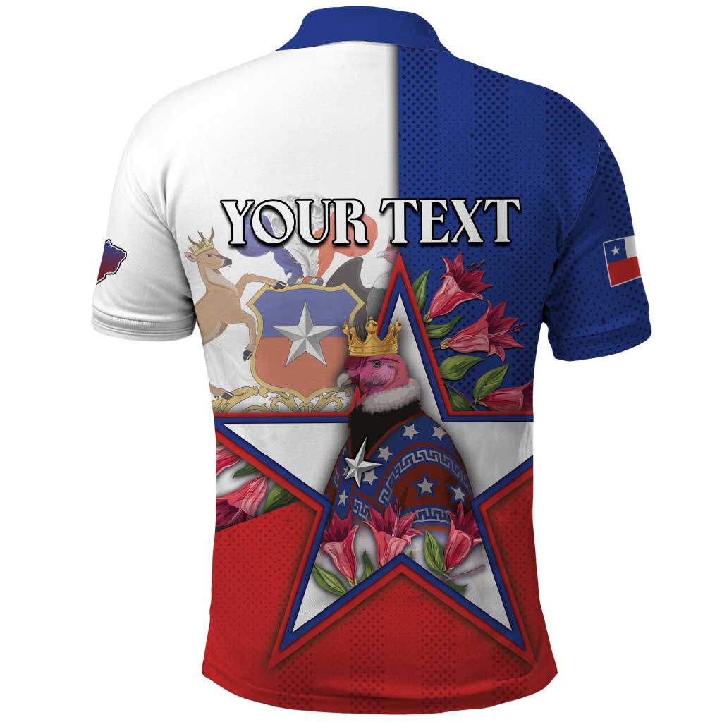 Personalized Chile Polo Shirt Andean Condor With Chilean Bellflower DT05