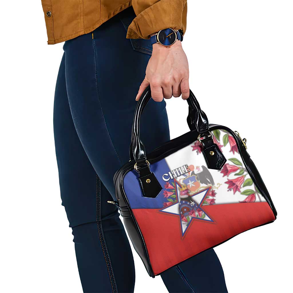 Chile Shoulder Handbag Andean Condor With Chilean Bellflower DT05