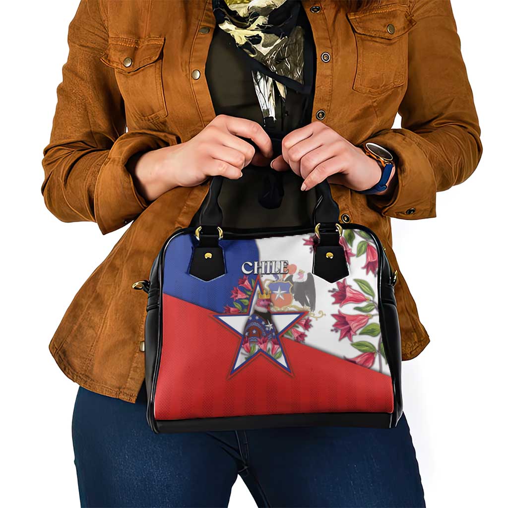 Chile Shoulder Handbag Andean Condor With Chilean Bellflower DT05