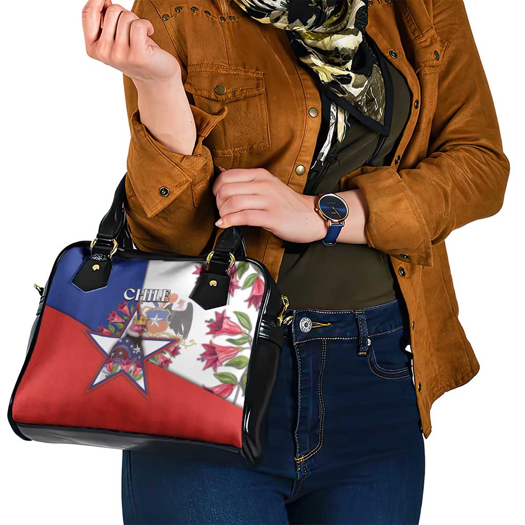 Chile Shoulder Handbag Andean Condor With Chilean Bellflower DT05