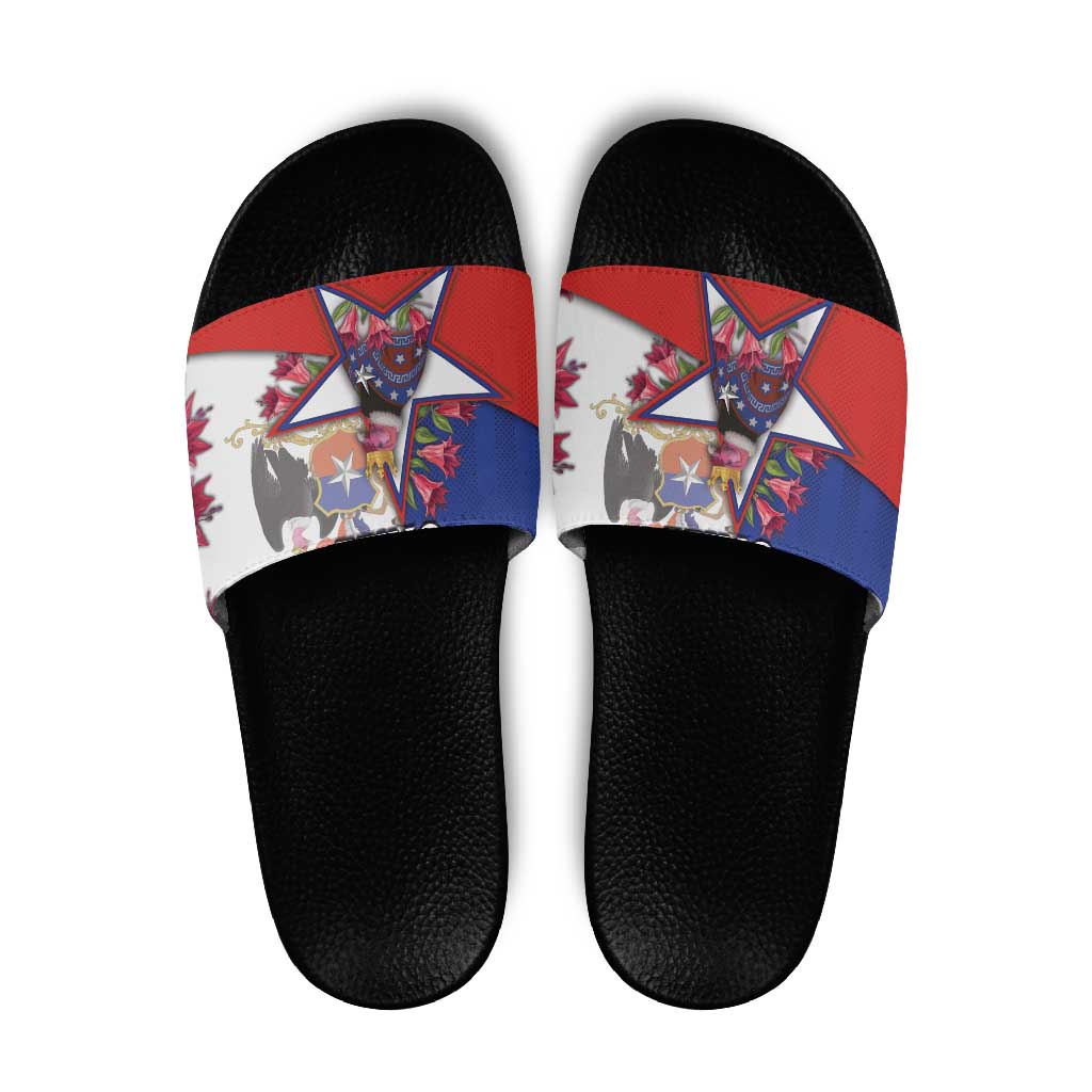 Chile Slide Sandals Andean Condor With Chilean Bellflower DT05