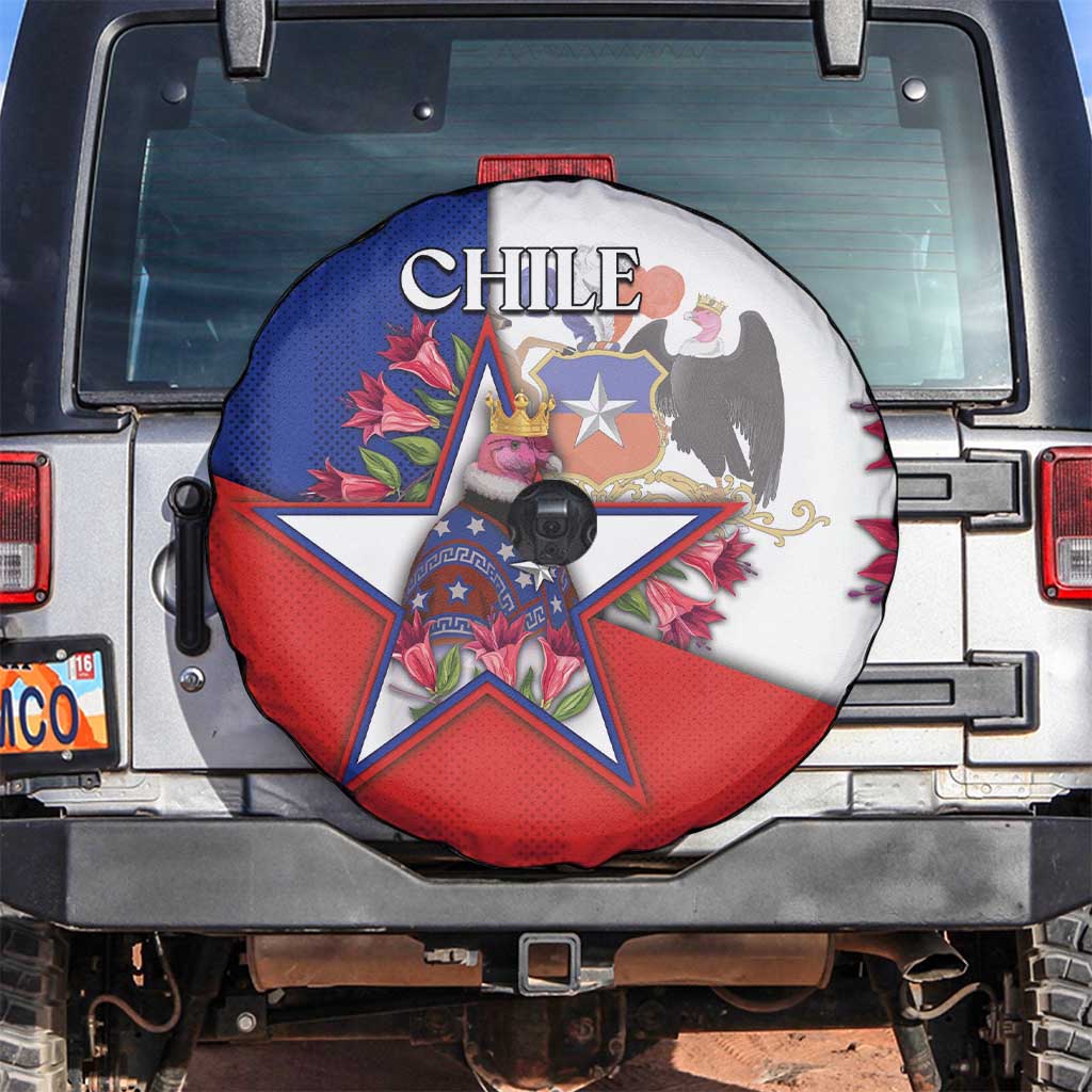 Chile Spare Tire Cover Andean Condor With Chilean Bellflower DT05