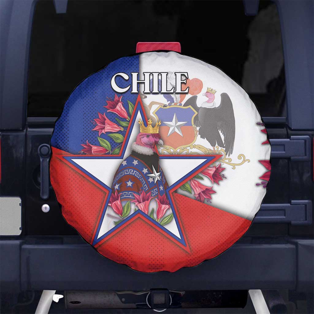 Chile Spare Tire Cover Andean Condor With Chilean Bellflower DT05