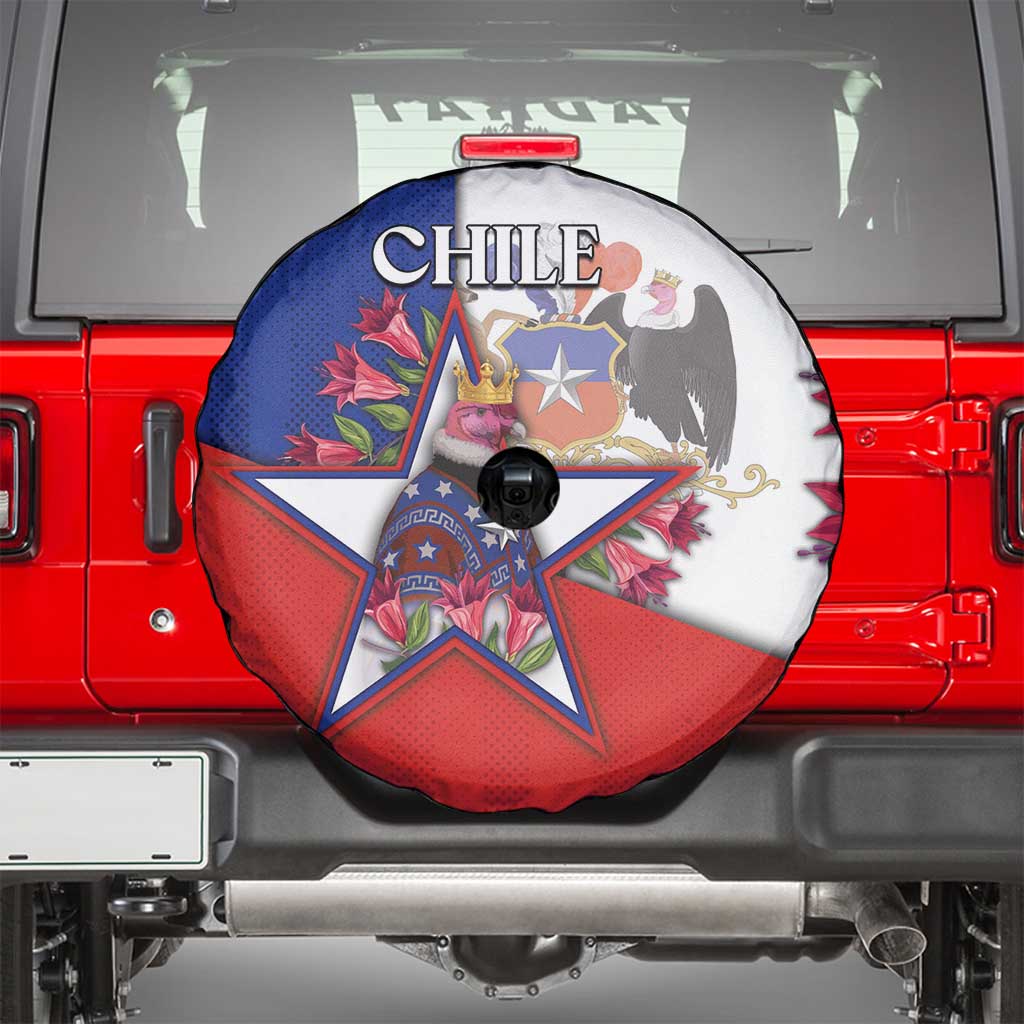 Chile Spare Tire Cover Andean Condor With Chilean Bellflower DT05