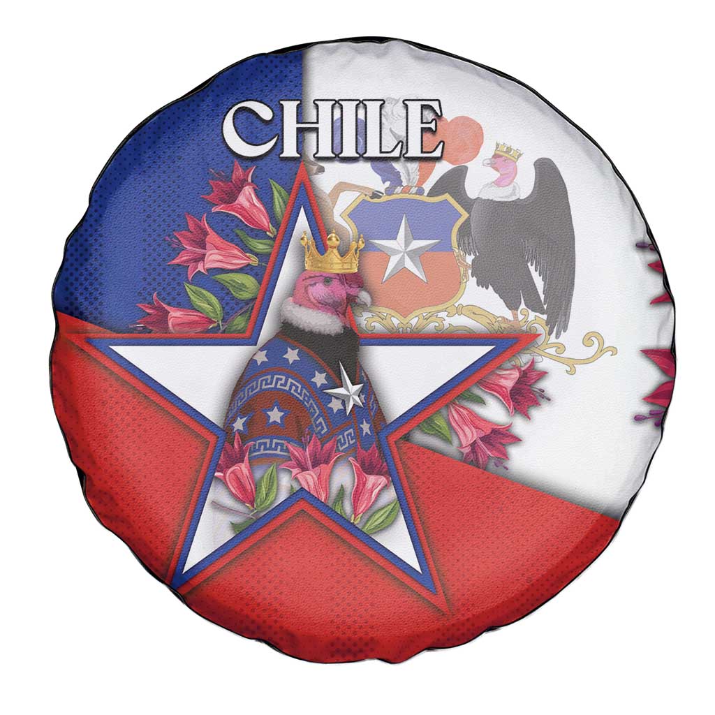 Chile Spare Tire Cover Andean Condor With Chilean Bellflower DT05
