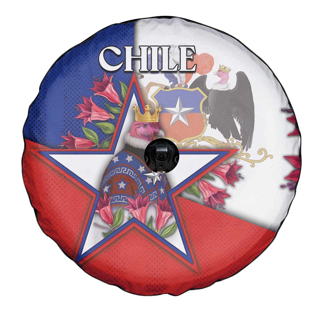 Chile Spare Tire Cover Andean Condor With Chilean Bellflower DT05
