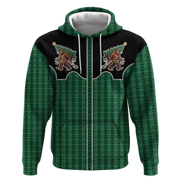 Western Yoke Hoodie Bigfoot Xmas Cowboy Style DT05