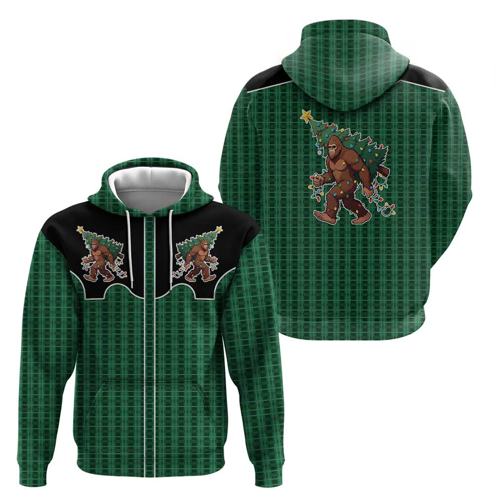 Western Yoke Hoodie Bigfoot Xmas Cowboy Style DT05