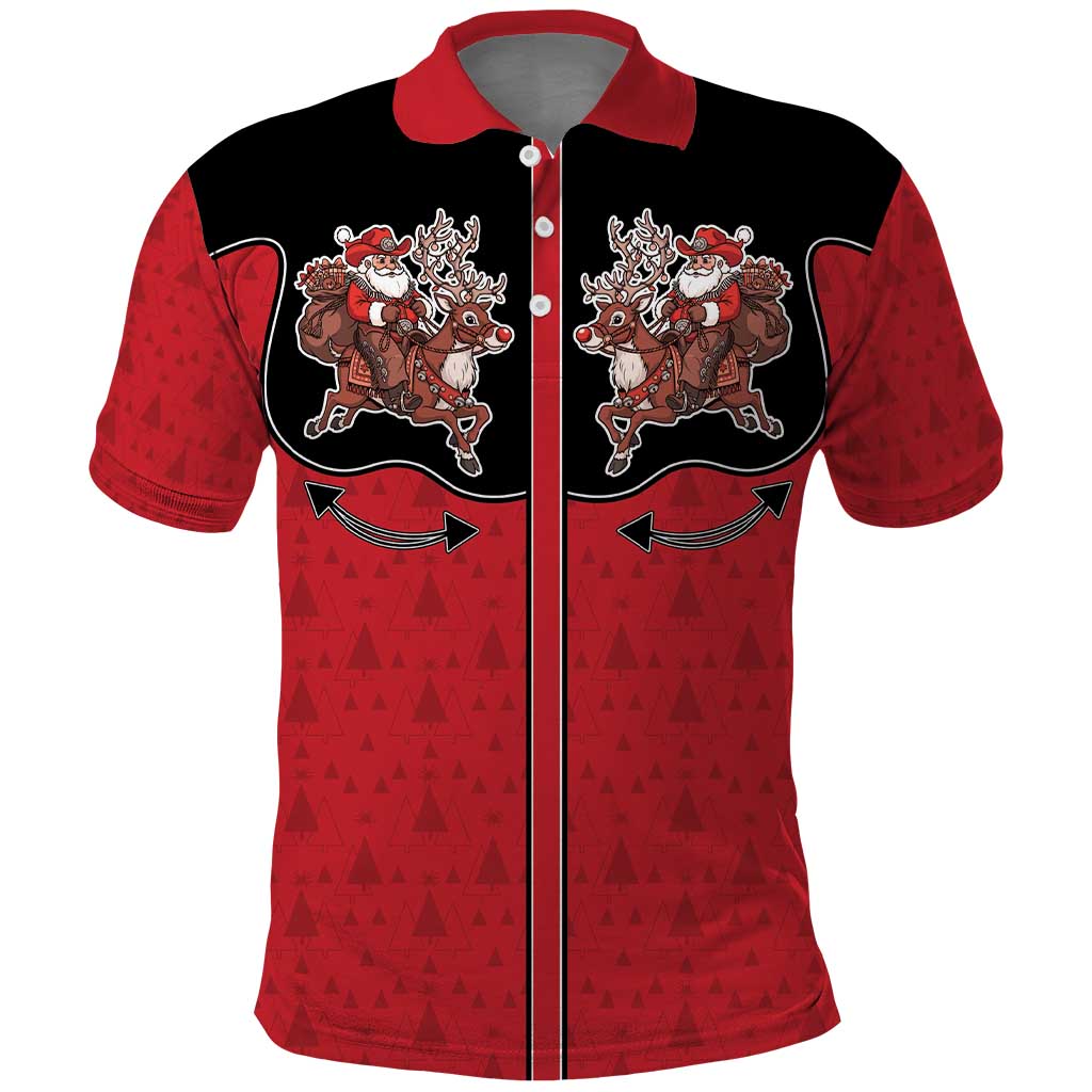 Western Yoke Polo Shirt Santa Cowboy Style DT05