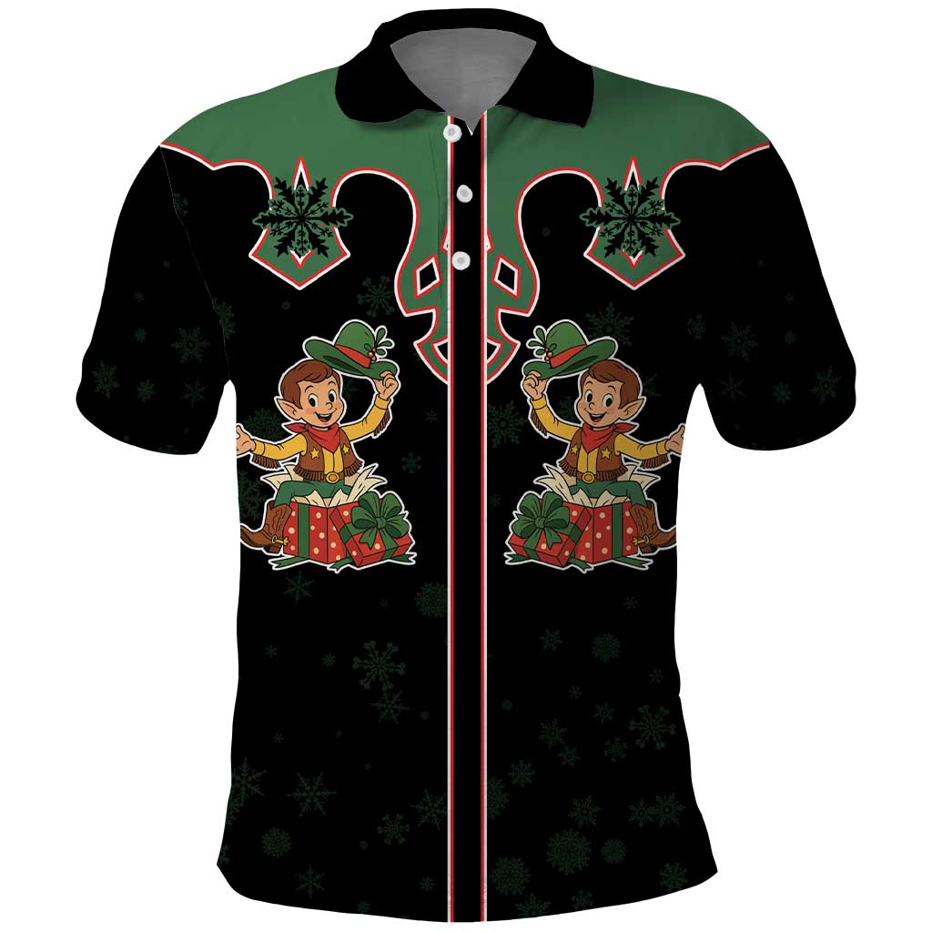 Western Yoke Polo Shirt Elves Cowboy Style DT05