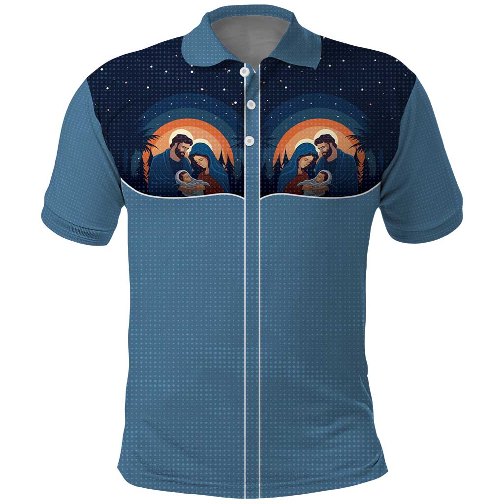 Western Yoke Polo Shirt Holy Family Christmas Cowboy Style DT05