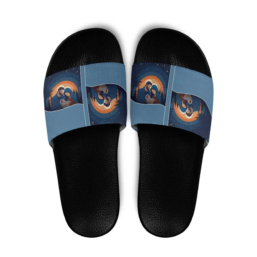 Western Yoke Slide Sandals Holy Family Christmas Cowboy Style DT05