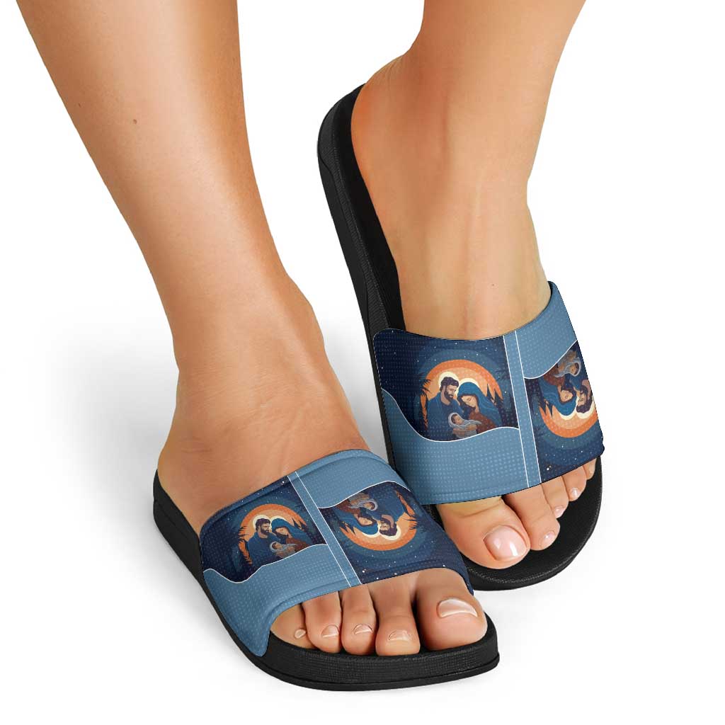 Western Yoke Slide Sandals Holy Family Christmas Cowboy Style DT05