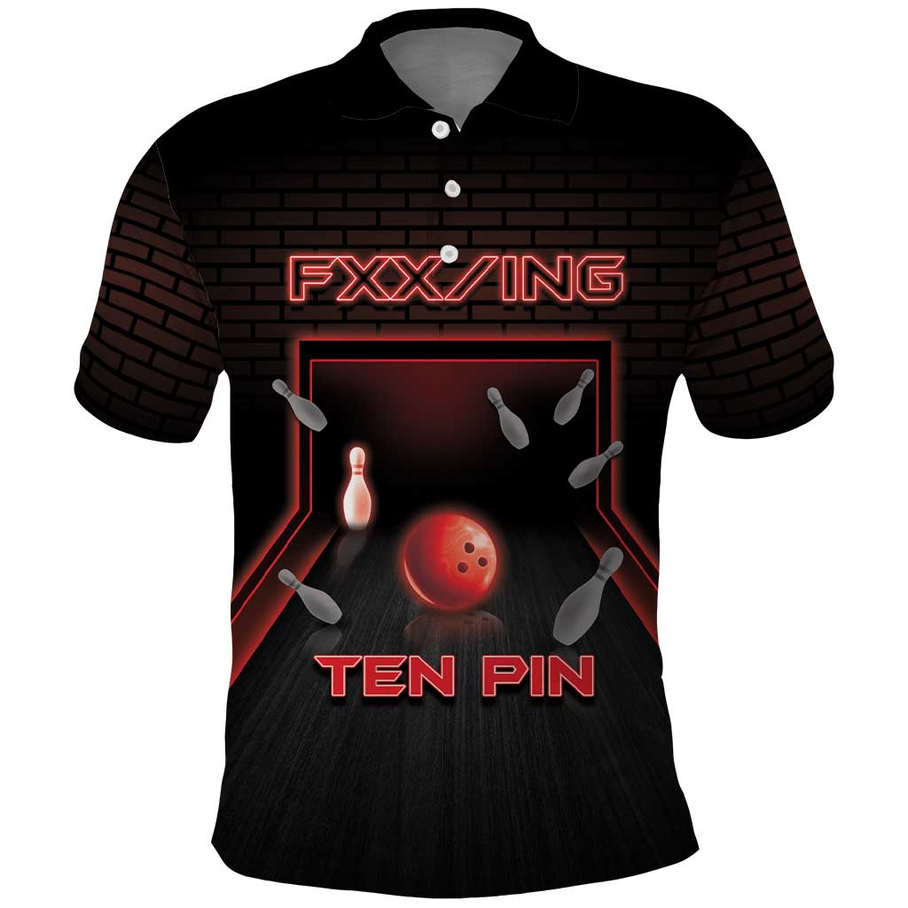 Personalized Bowling Polo Shirt Ten Pin Neon Style DT05