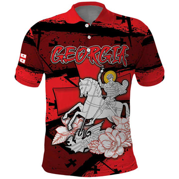 Personalized Georgia Polo Shirt Patron Saint Symbol DT05