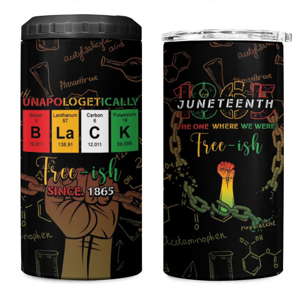 Juneteenth 1865 4 in 1 Can Cooler Tumbler Unapologetically Black DT05