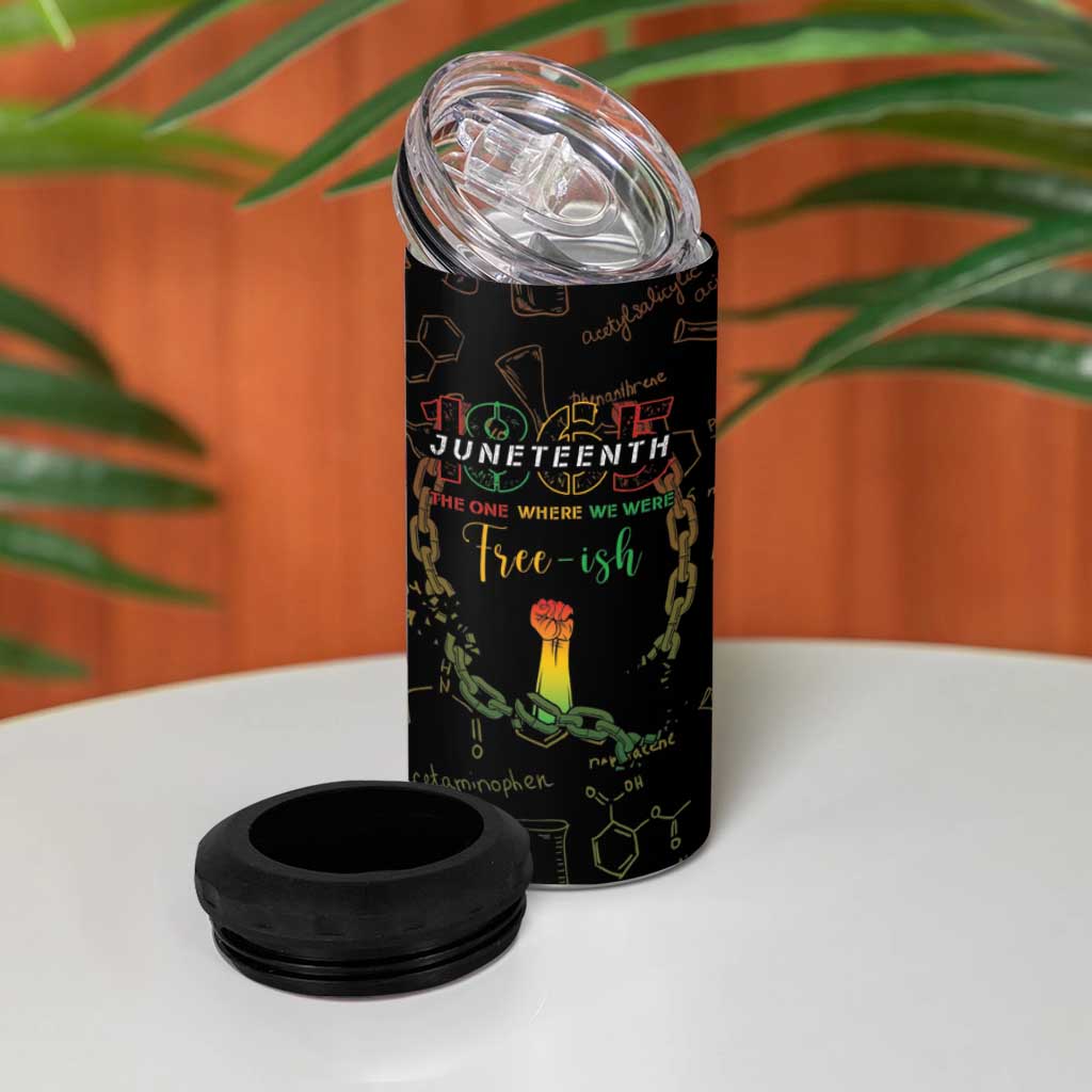 Juneteenth 1865 4 in 1 Can Cooler Tumbler Unapologetically Black DT05