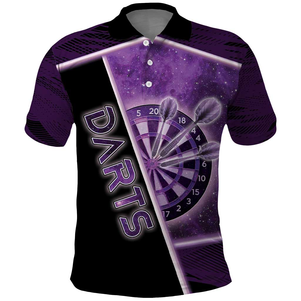 Personalized Darts Polo Shirt Galaxy Style Purple DT05