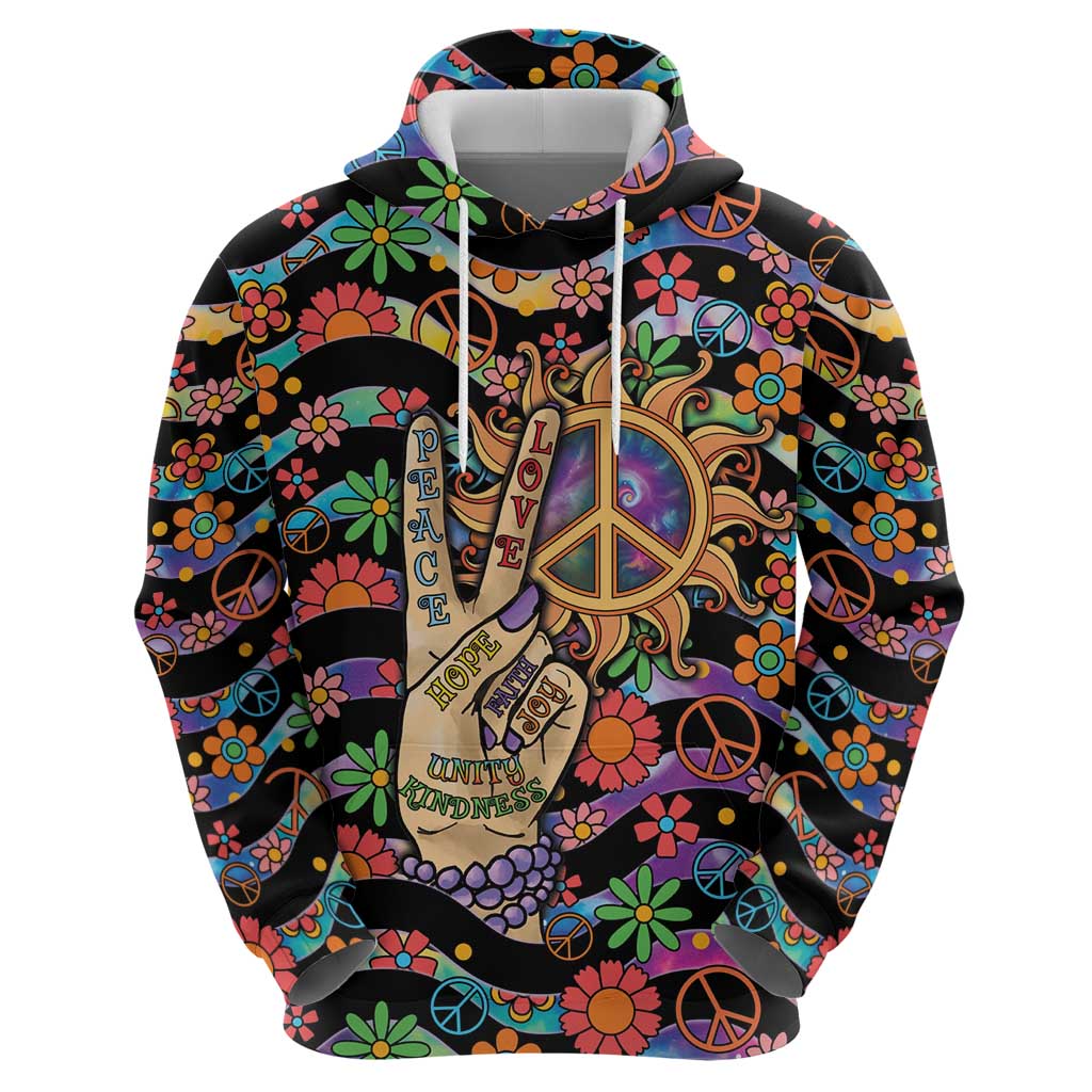 Hippie Hoodie Hand Gesture V With Peace Symbol DT05