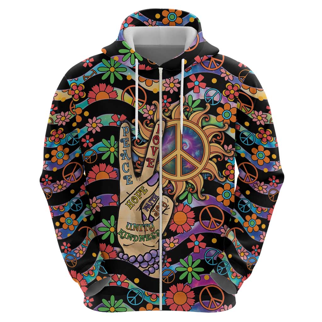 Hippie Hoodie Hand Gesture V With Peace Symbol DT05