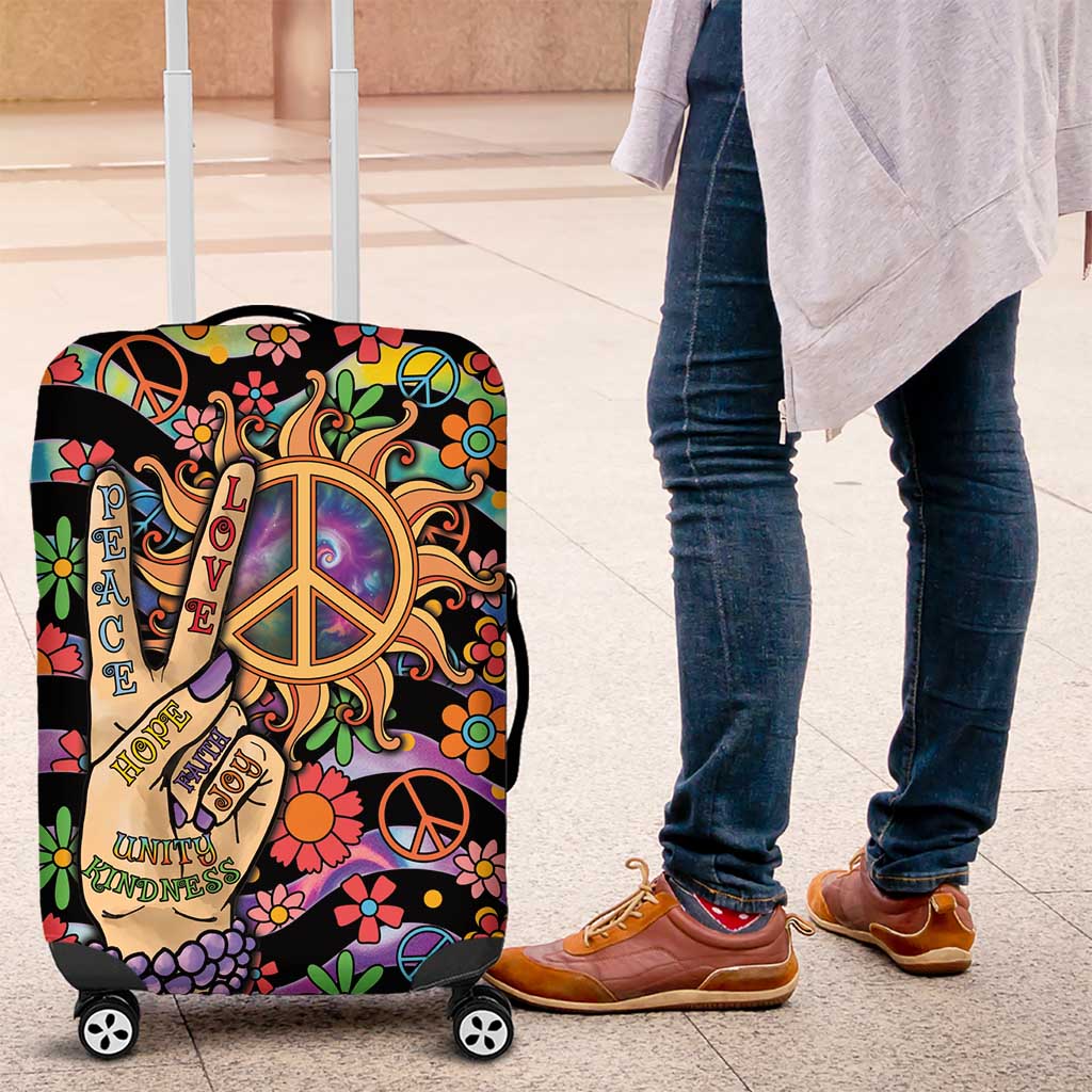 Hippie Luggage Cover Hand Gesture V With Peace Symbol DT05