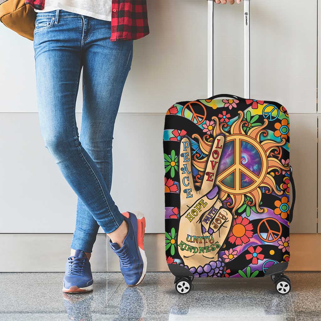 Hippie Luggage Cover Hand Gesture V With Peace Symbol DT05