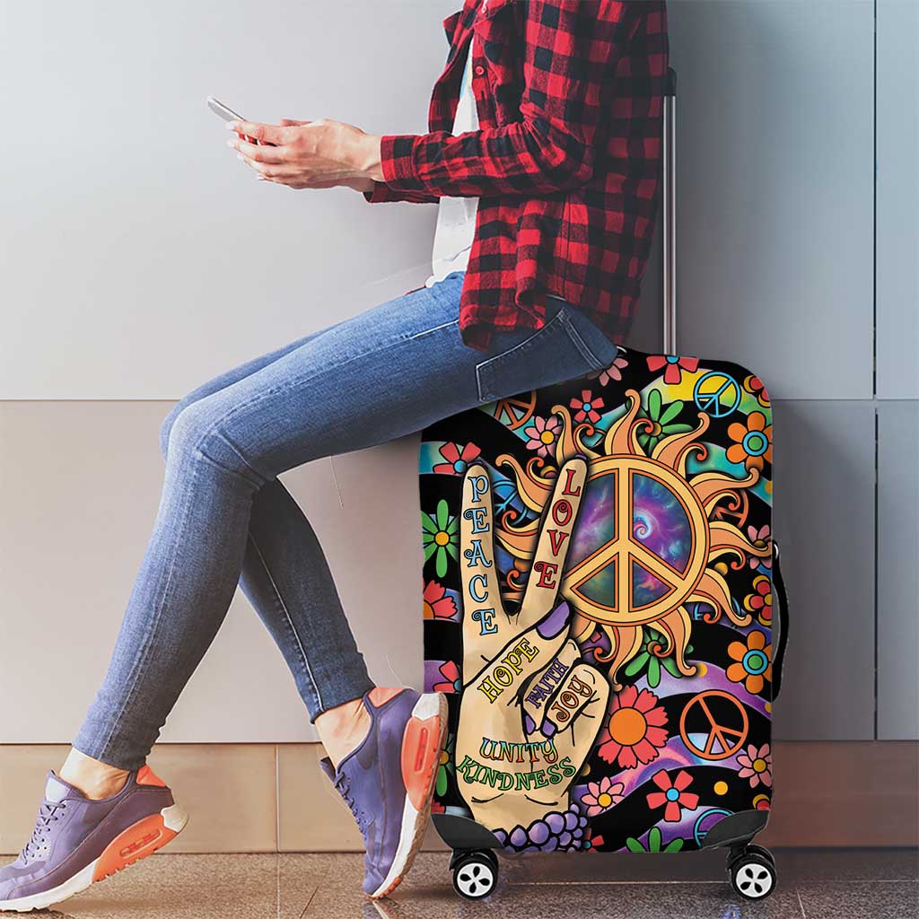 Hippie Luggage Cover Hand Gesture V With Peace Symbol DT05