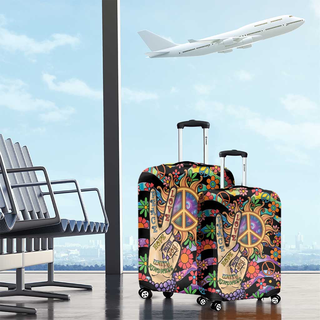 Hippie Luggage Cover Hand Gesture V With Peace Symbol DT05