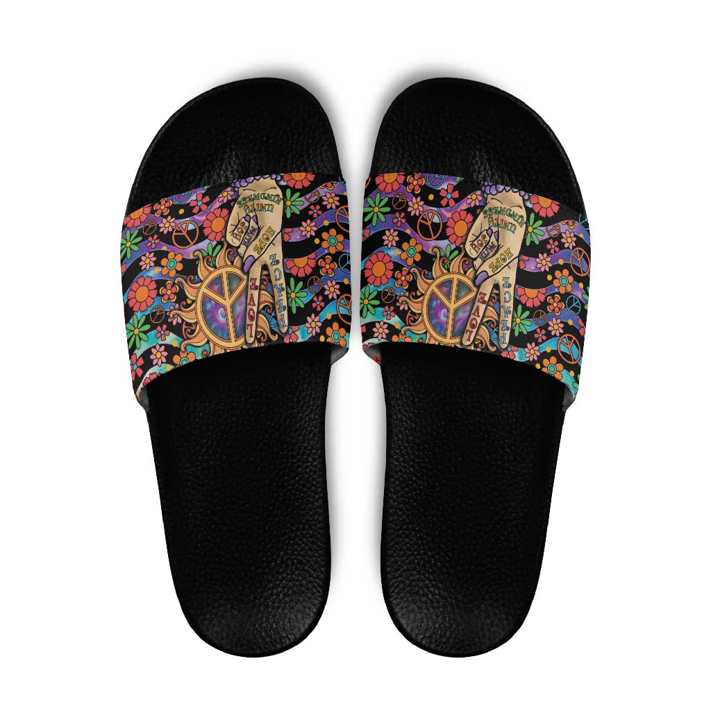 Hippie Slide Sandals Hand Gesture V With Peace Symbol DT05