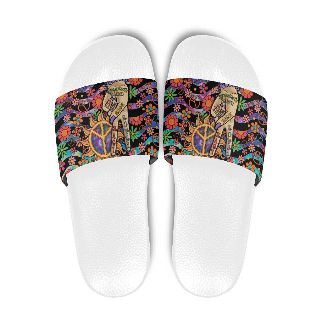 Hippie Slide Sandals Hand Gesture V With Peace Symbol DT05