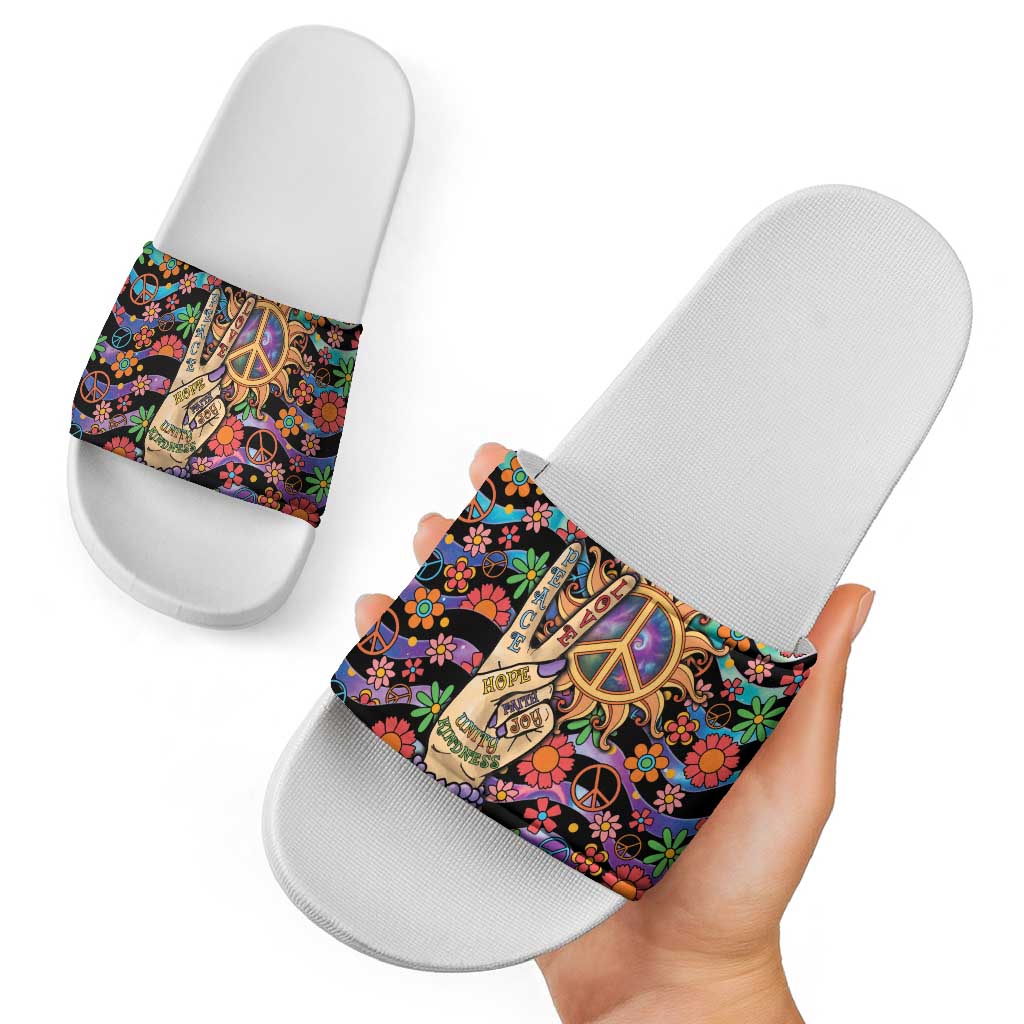 Hippie Slide Sandals Hand Gesture V With Peace Symbol DT05