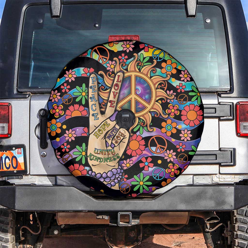Hippie Spare Tire Cover Hand Gesture V With Peace Symbol DT05