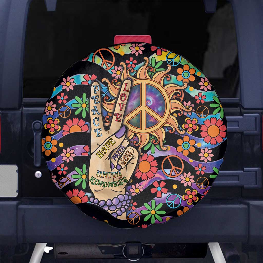 Hippie Spare Tire Cover Hand Gesture V With Peace Symbol DT05