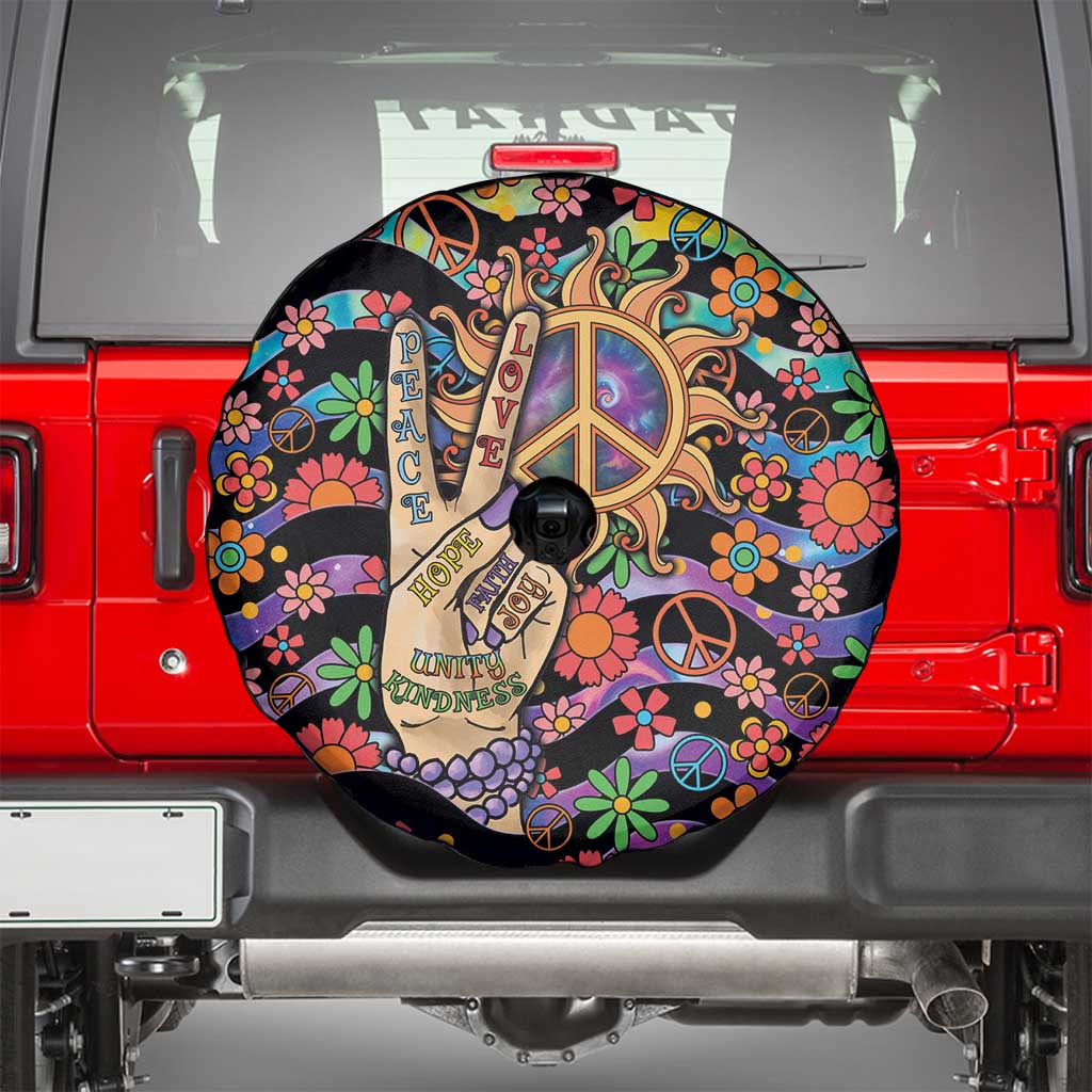 Hippie Spare Tire Cover Hand Gesture V With Peace Symbol DT05