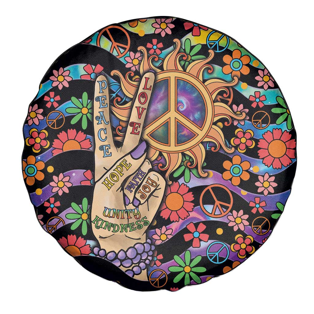 Hippie Spare Tire Cover Hand Gesture V With Peace Symbol DT05