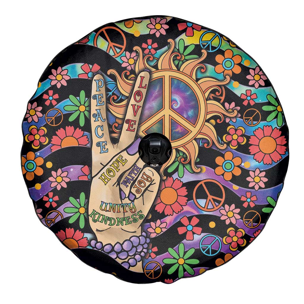 Hippie Spare Tire Cover Hand Gesture V With Peace Symbol DT05