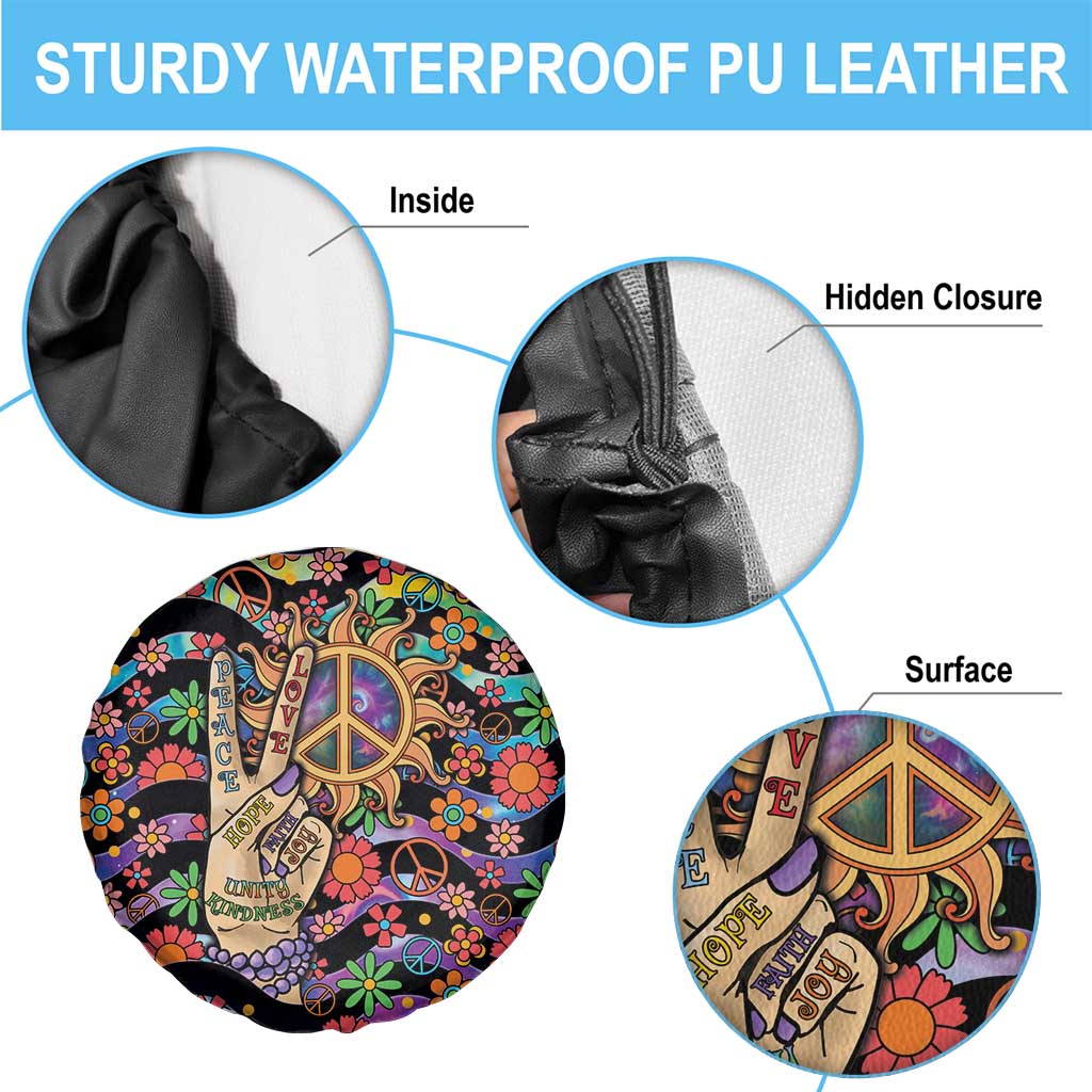 Hippie Spare Tire Cover Hand Gesture V With Peace Symbol DT05