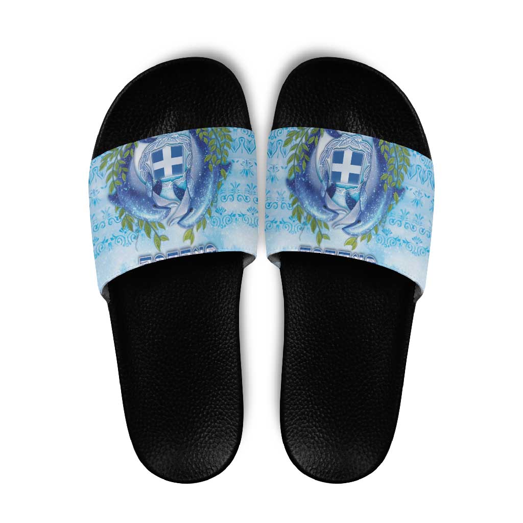 Greece Slide Sandals Dolphins And Symbol DT05
