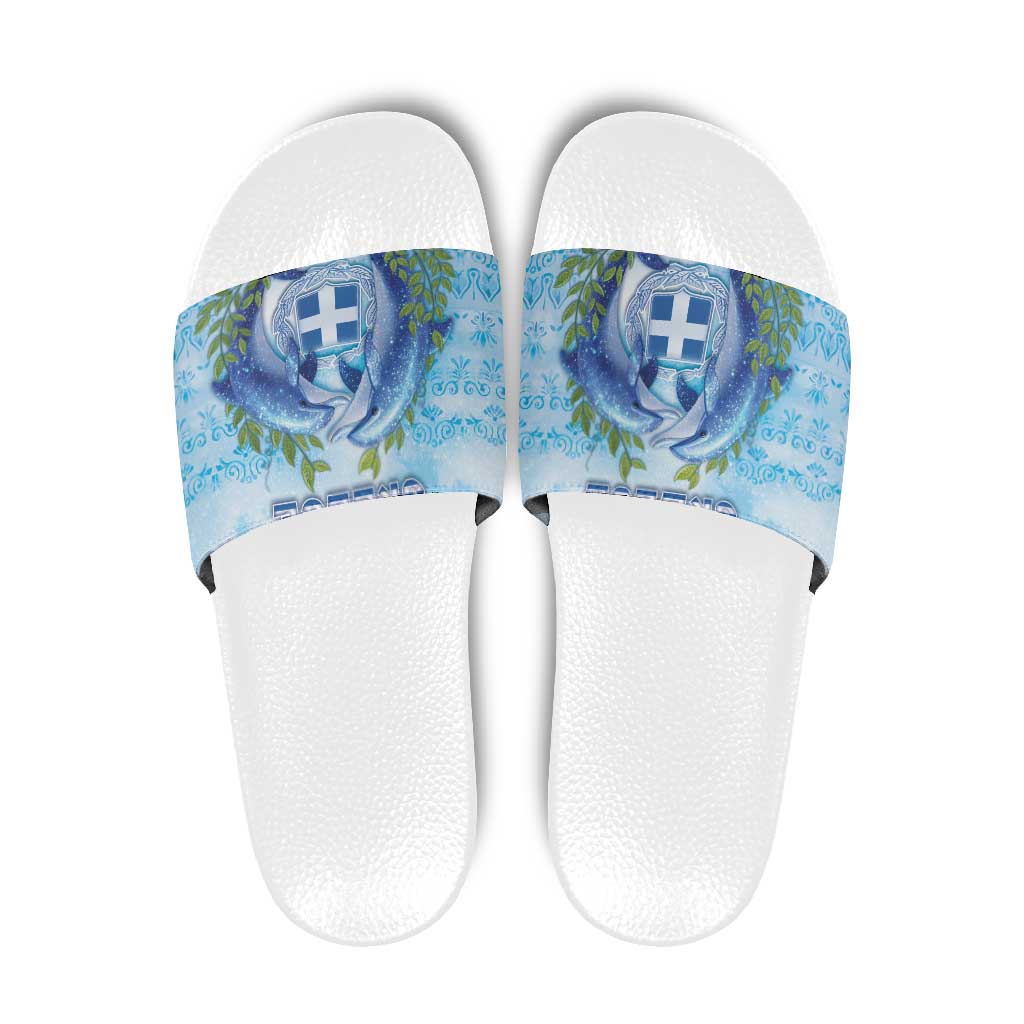 Greece Slide Sandals Dolphins And Symbol DT05
