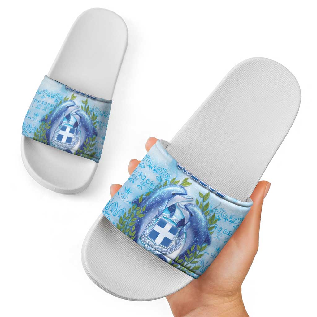 Greece Slide Sandals Dolphins And Symbol DT05