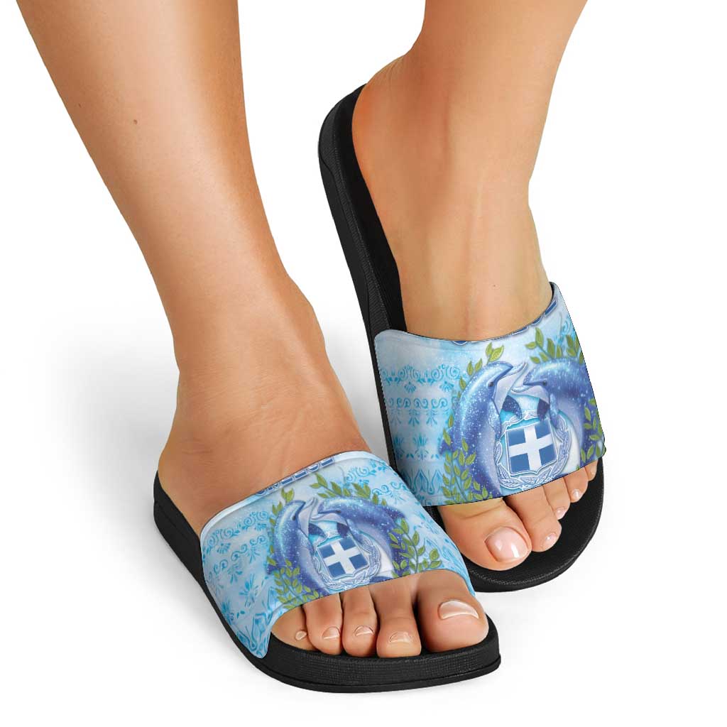 Greece Slide Sandals Dolphins And Symbol DT05