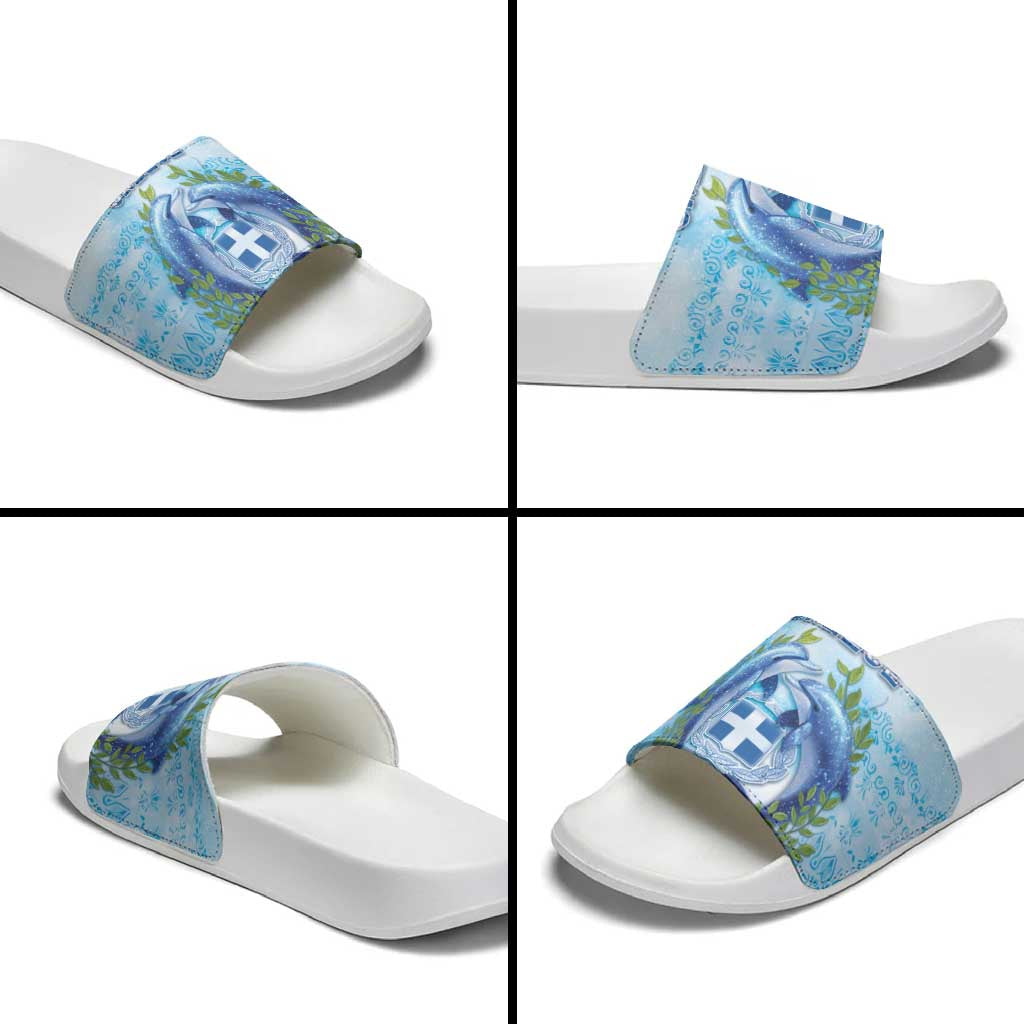 Greece Slide Sandals Dolphins And Symbol DT05